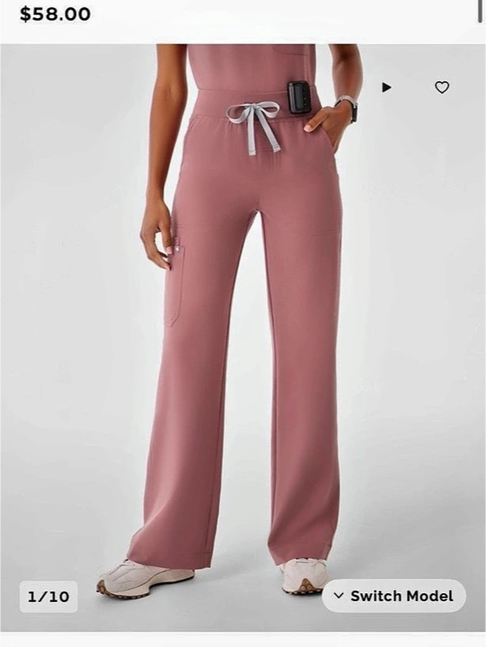 FIGS Isabel High-Rise Wide-Leg Scrub Pant Mauve